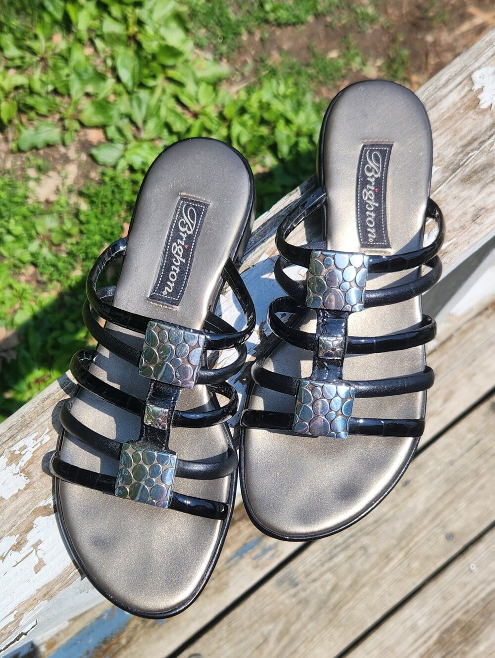 Brighton Strappy Slide Sandals With A Silver-Toned Square Adornment Size 7 EUC - Picture 12 of 16